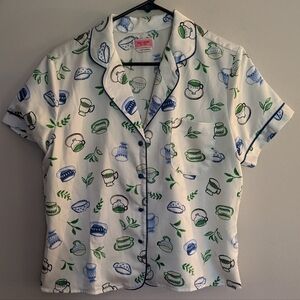 Kate Spade Teacup Pajama Top Short Sleeve Large